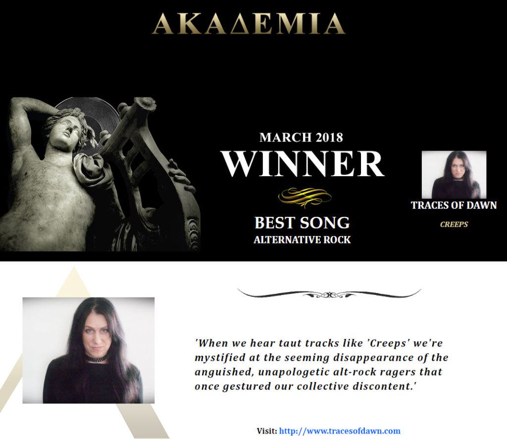 Traces of Dawn wins Akademia Award for Best Alternative Rock Song for ‘Creeps’!